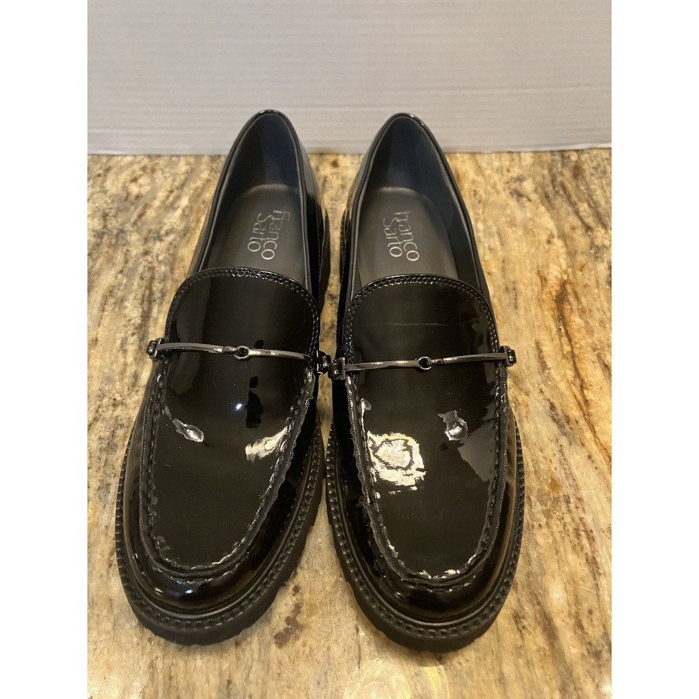 BRAND NEW SIZE 9 Franco Senna Loafer Chunky Sole Metal Bit Black Patent Leather